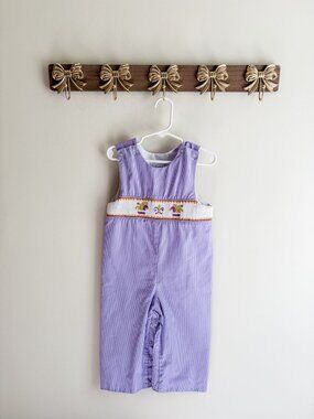 Smockingbird Boys size 2T Purple smocked romper